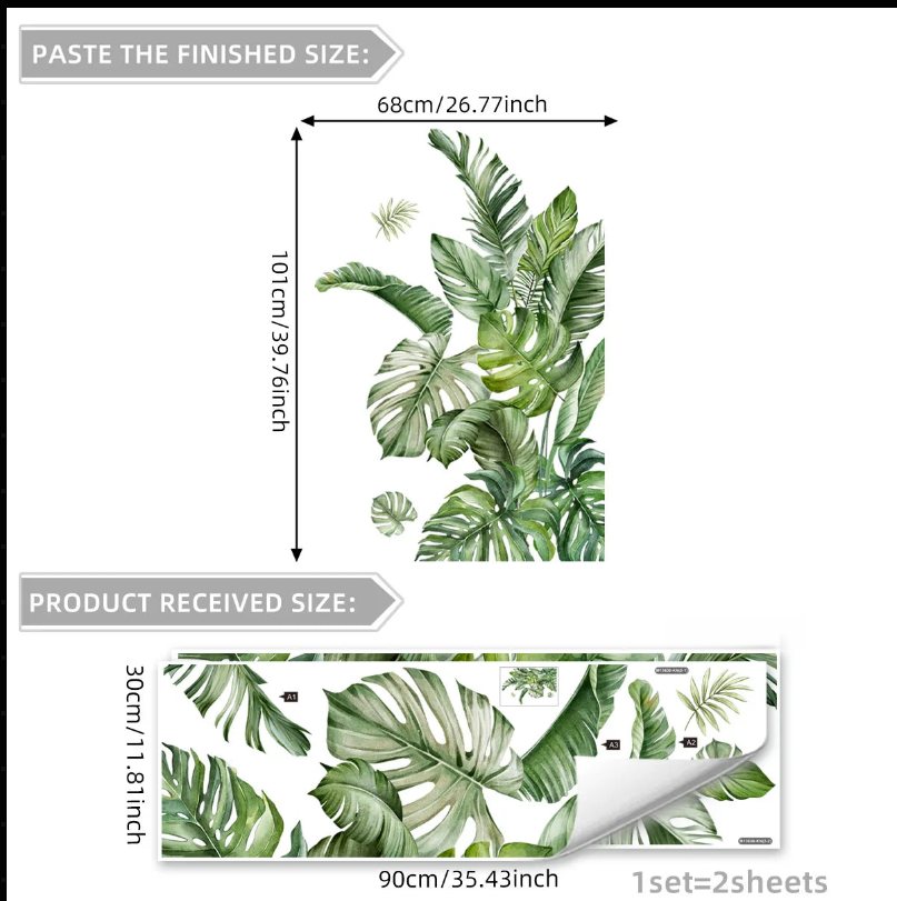 Tropical Leaves Wall Decal — Peel & Stick Vinyl Stickers