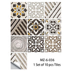 10pcs Blue & Gray Matte Surface Wall Sticker Film For Tiles /Ground in Kitchen Backsplash Floor PVC Art Wallpaper Peel & Stick