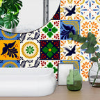Colorful Floral Tile Stickers — Peel & Stick Kitchen Backsplash