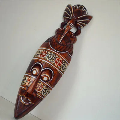 Hand-Carved African Stone Mask — Wooden Wall Hanging