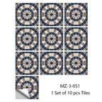 Retro Matte Tile Stickers — 10-Piece Self-Adhesive PVC Wall Decals