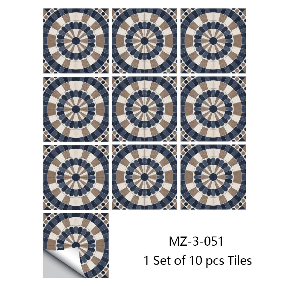 10pcs/set Retro Matte Tiles Sticker Floor Waistline Desktop Decoration Wall Decals Self-adhesive Oil-proof PVC Wallpaper