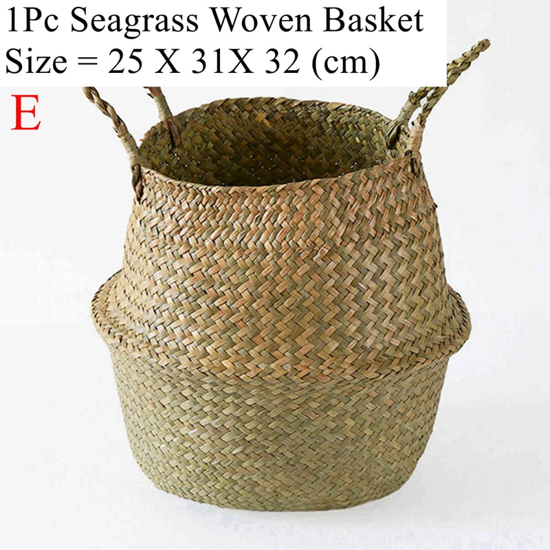 Woven Seagrass Belly Basket — Storage & Planter Basket