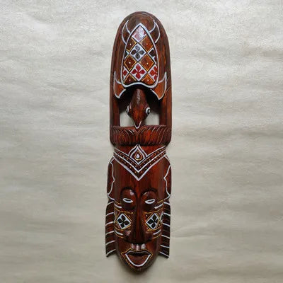 Hand-Carved African Stone Mask — Wooden Wall Hanging