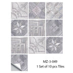 Retro Matte Tile Stickers — 10-Piece Self-Adhesive PVC Wall Decals