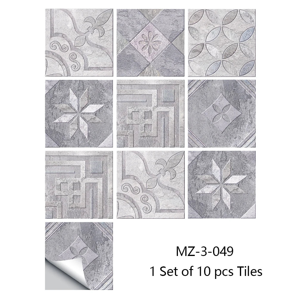 10pcs/set Retro Matte Tiles Sticker Floor Waistline Desktop Decoration Wall Decals Self-adhesive Oil-proof PVC Wallpaper