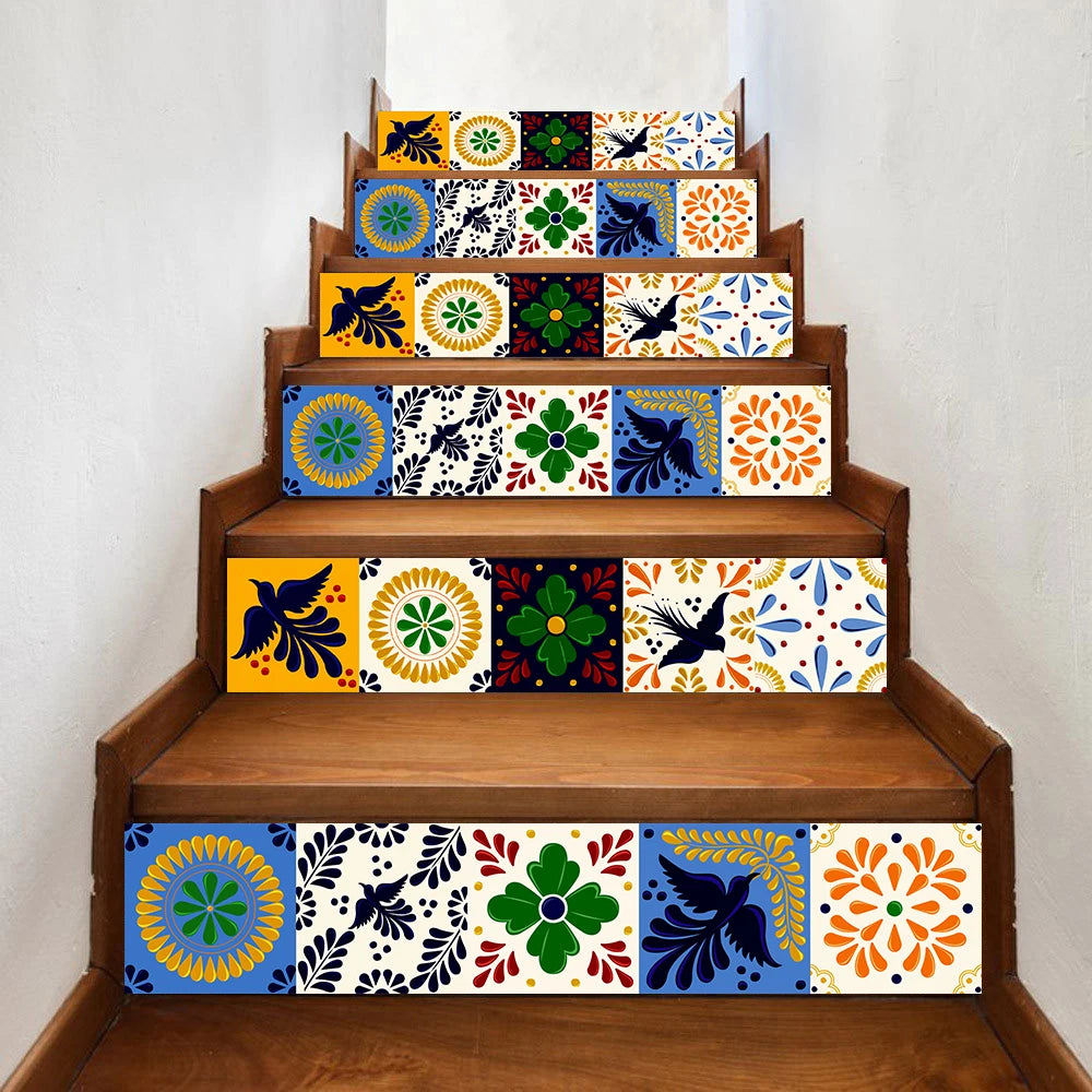 Colorful Floral Tile Stickers — Peel & Stick Kitchen Backsplash