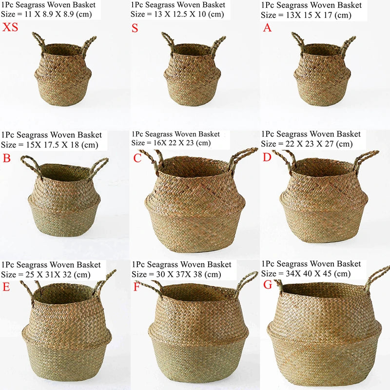 Woven Seagrass Belly Basket — Storage & Planter Basket