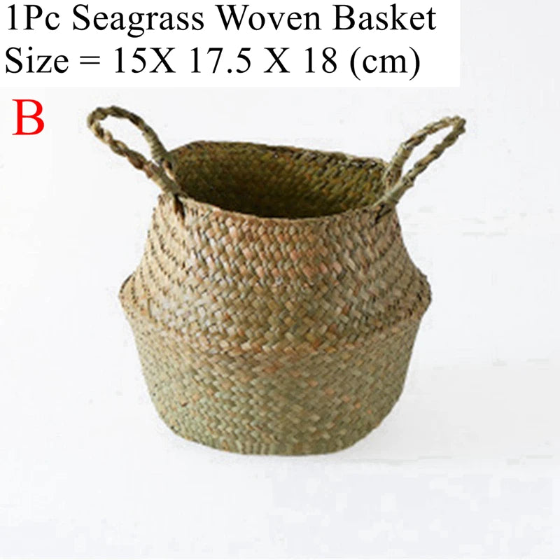 Woven Seagrass Belly Basket — Storage & Planter Basket