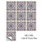 Retro Matte Tile Stickers — 10-Piece Self-Adhesive PVC Wall Decals