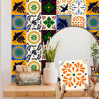 Colorful Floral Tile Stickers — Peel & Stick Kitchen Backsplash