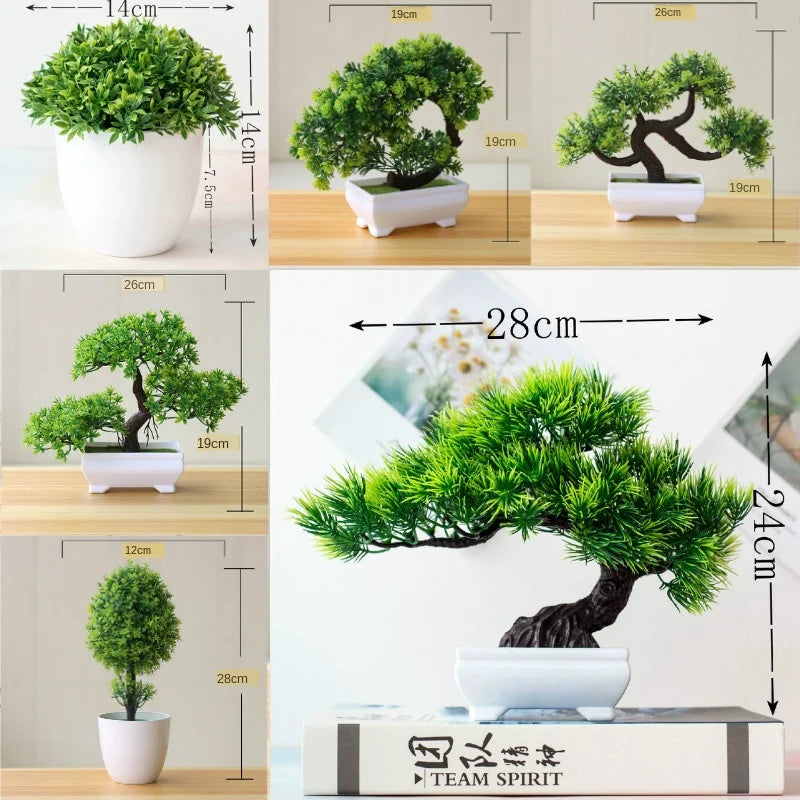 Mini Green Bonsai Tree — Artificial Potted Plant Décor