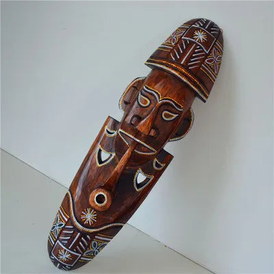 Hand-Carved African Stone Mask — Wooden Wall Hanging