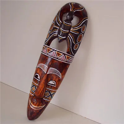 Hand-Carved African Stone Mask — Wooden Wall Hanging
