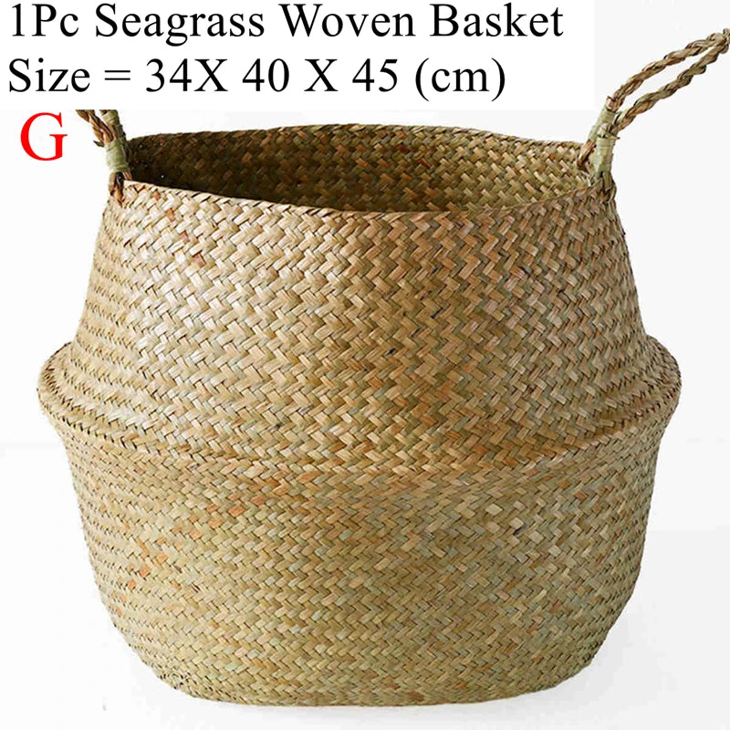 Woven Seagrass Belly Basket — Storage & Planter Basket
