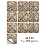 10pcs Blue & Gray Matte Surface Wall Sticker Film For Tiles /Ground in Kitchen Backsplash Floor PVC Art Wallpaper Peel & Stick