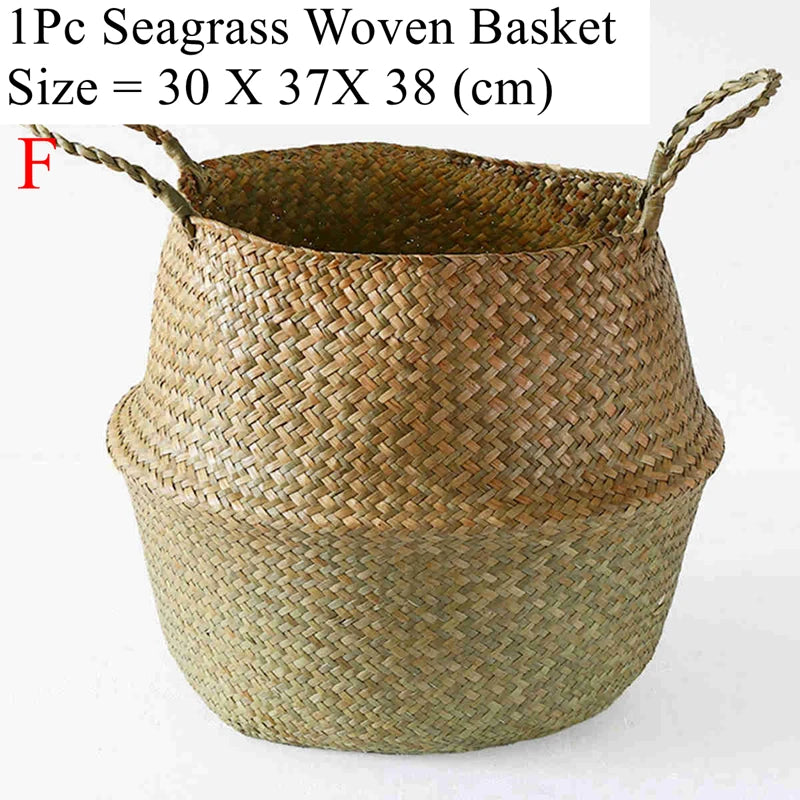 Woven Seagrass Belly Basket — Storage & Planter Basket
