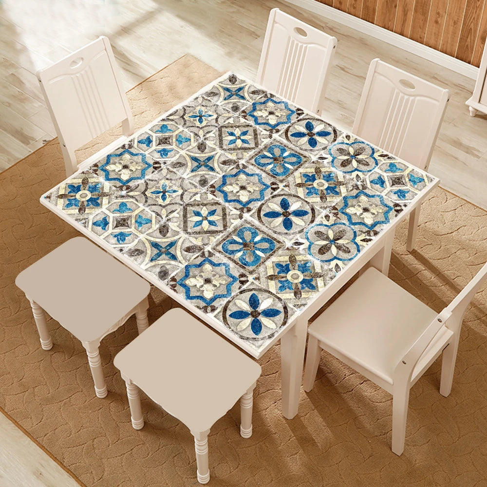 10pcs/set Retro Matte Tiles Sticker Floor Waistline Desktop Decoration Wall Decals Self-adhesive Oil-proof PVC Wallpaper