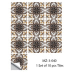 Retro Matte Tile Stickers — 10-Piece Self-Adhesive PVC Wall Decals