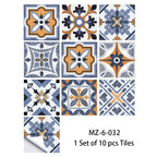 10pcs Blue & Gray Matte Surface Wall Sticker Film For Tiles /Ground in Kitchen Backsplash Floor PVC Art Wallpaper Peel & Stick