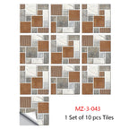Retro Matte Tile Stickers — 10-Piece Self-Adhesive PVC Wall Decals