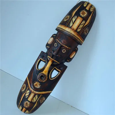 Hand-Carved African Stone Mask — Wooden Wall Hanging