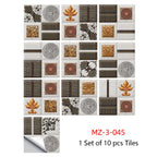 Retro Matte Tile Stickers — 10-Piece Self-Adhesive PVC Wall Decals