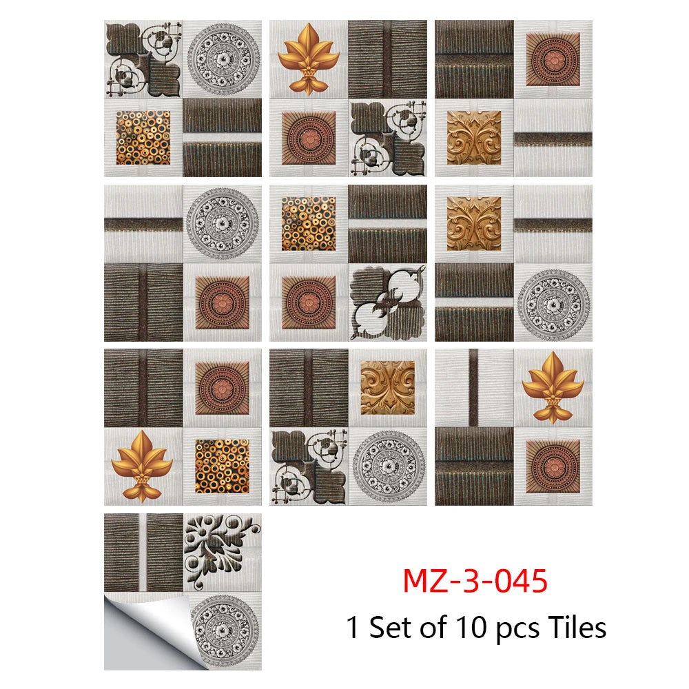 10pcs/set Retro Matte Tiles Sticker Floor Waistline Desktop Decoration Wall Decals Self-adhesive Oil-proof PVC Wallpaper