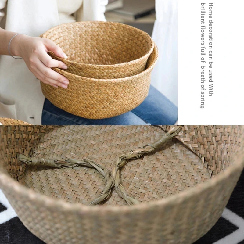 Woven Seagrass Belly Basket — Storage & Planter Basket