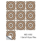 Retro Matte Tile Stickers — 10-Piece Self-Adhesive PVC Wall Decals