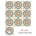 Retro Matte Tile Stickers — 10-Piece Self-Adhesive PVC Wall Decals