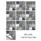Retro Matte Tile Stickers — 10-Piece Self-Adhesive PVC Wall Decals