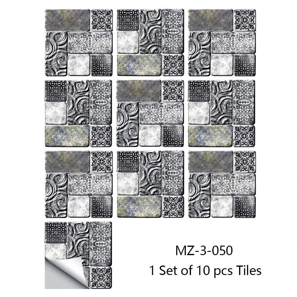 10pcs/set Retro Matte Tiles Sticker Floor Waistline Desktop Decoration Wall Decals Self-adhesive Oil-proof PVC Wallpaper
