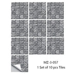 Retro Matte Tile Stickers — 10-Piece Self-Adhesive PVC Wall Decals
