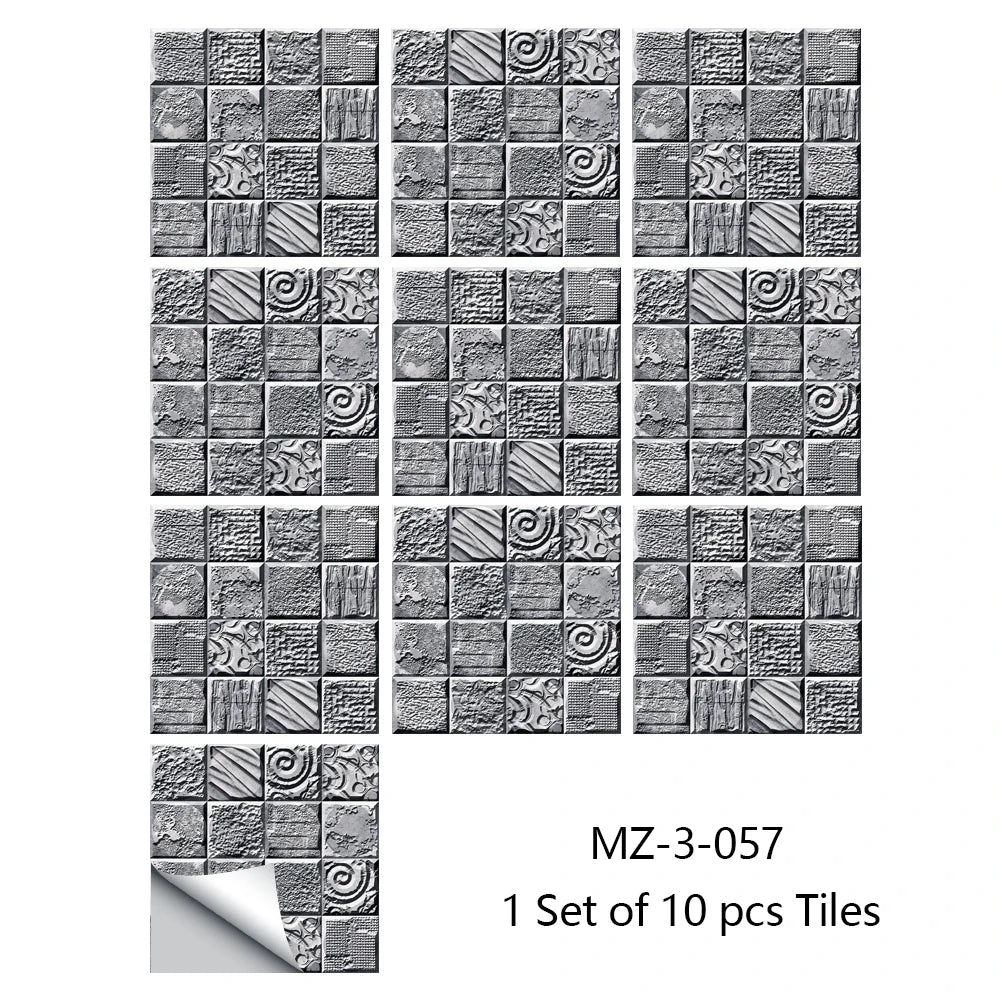 10pcs/set Retro Matte Tiles Sticker Floor Waistline Desktop Decoration Wall Decals Self-adhesive Oil-proof PVC Wallpaper
