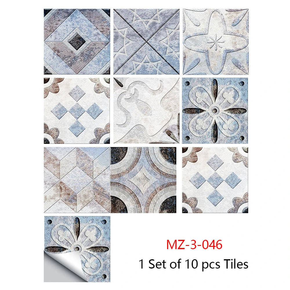 10pcs/set Retro Matte Tiles Sticker Floor Waistline Desktop Decoration Wall Decals Self-adhesive Oil-proof PVC Wallpaper