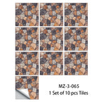 Retro Matte Tile Stickers — 10-Piece Self-Adhesive PVC Wall Decals