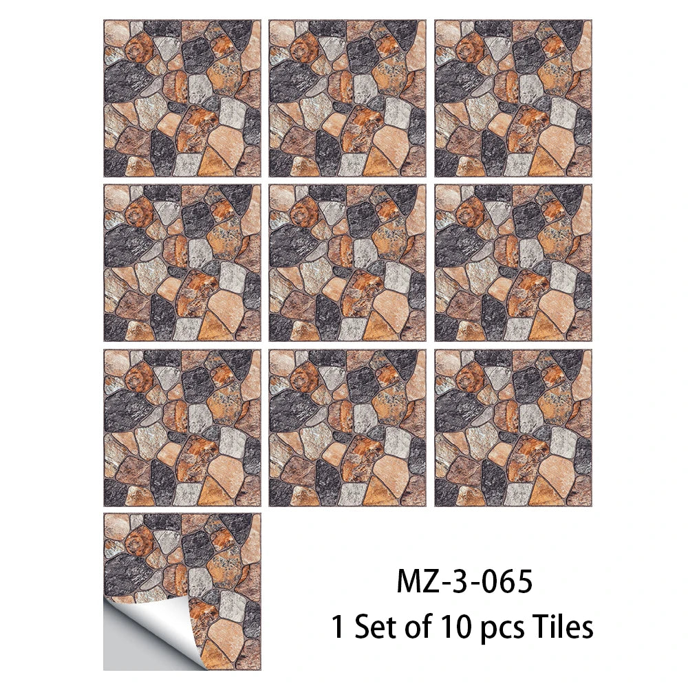 10pcs/set Retro Matte Tiles Sticker Floor Waistline Desktop Decoration Wall Decals Self-adhesive Oil-proof PVC Wallpaper