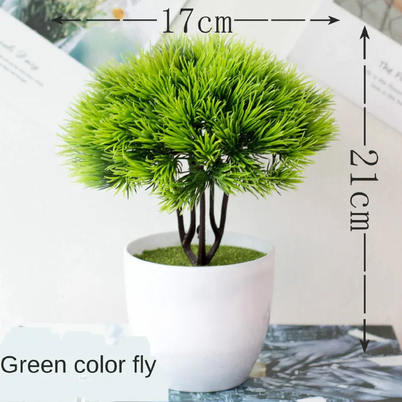 Mini Green Bonsai Tree — Artificial Potted Plant Décor