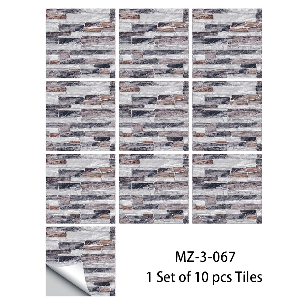 Retro Matte Tile Stickers — 10-Piece Self-Adhesive PVC Wall Decals
