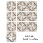 Retro Matte Tile Stickers — 10-Piece Self-Adhesive PVC Wall Decals