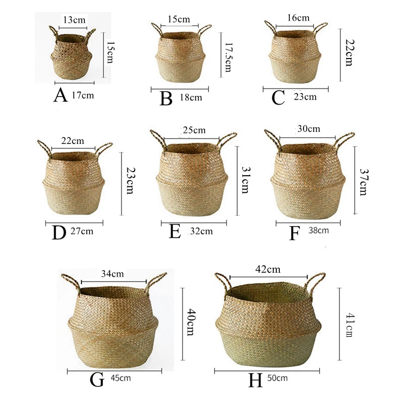 Woven Seagrass Belly Basket — Storage & Planter Basket