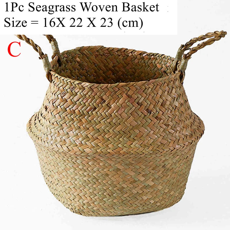 Woven Seagrass Belly Basket — Storage & Planter Basket
