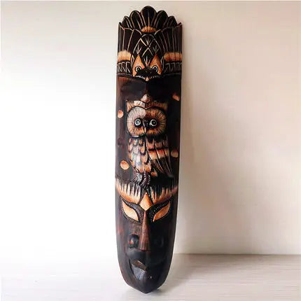 Hand-Carved African Stone Mask — Wooden Wall Hanging