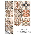 Retro Matte Tile Stickers — 10-Piece Self-Adhesive PVC Wall Decals