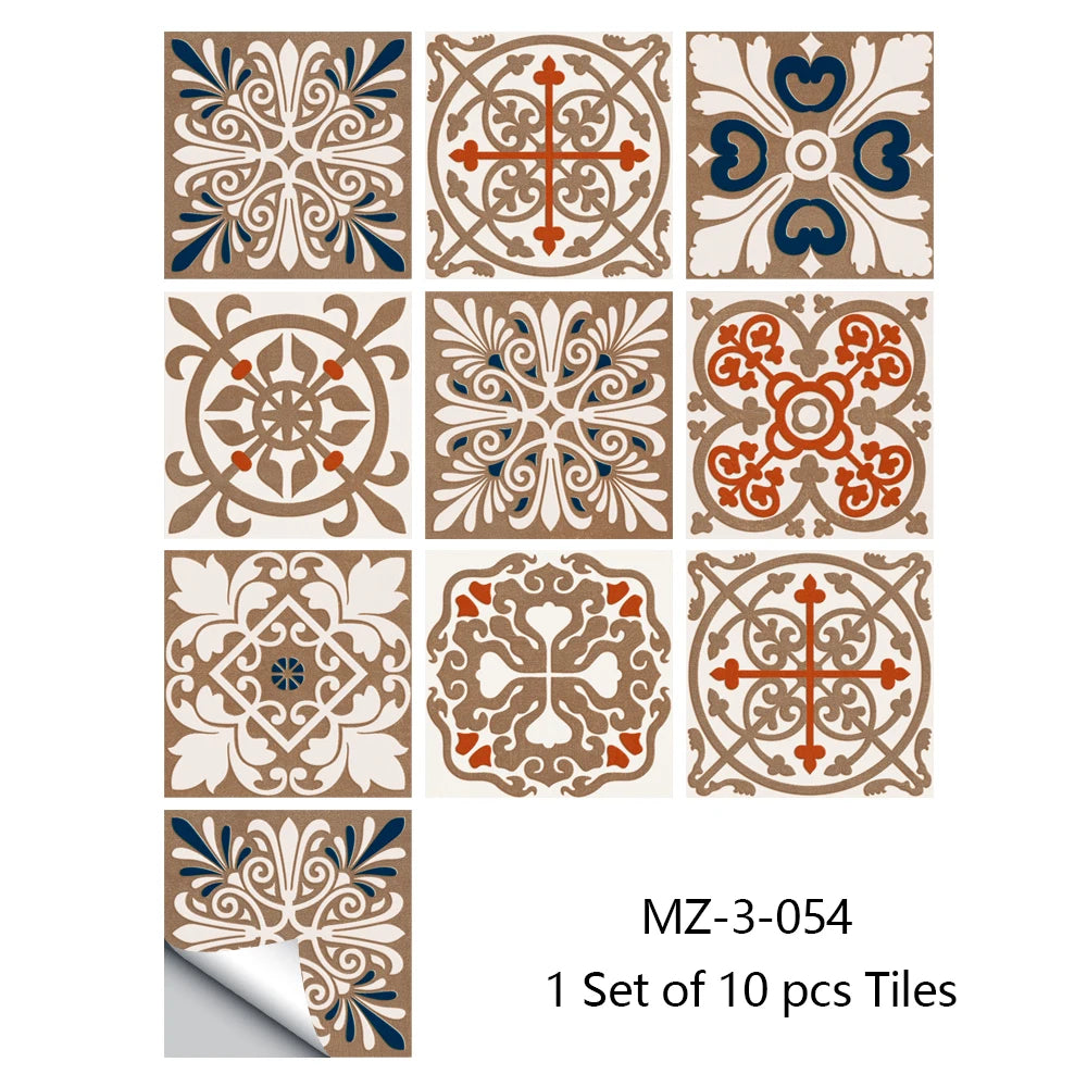 10pcs/set Retro Matte Tiles Sticker Floor Waistline Desktop Decoration Wall Decals Self-adhesive Oil-proof PVC Wallpaper