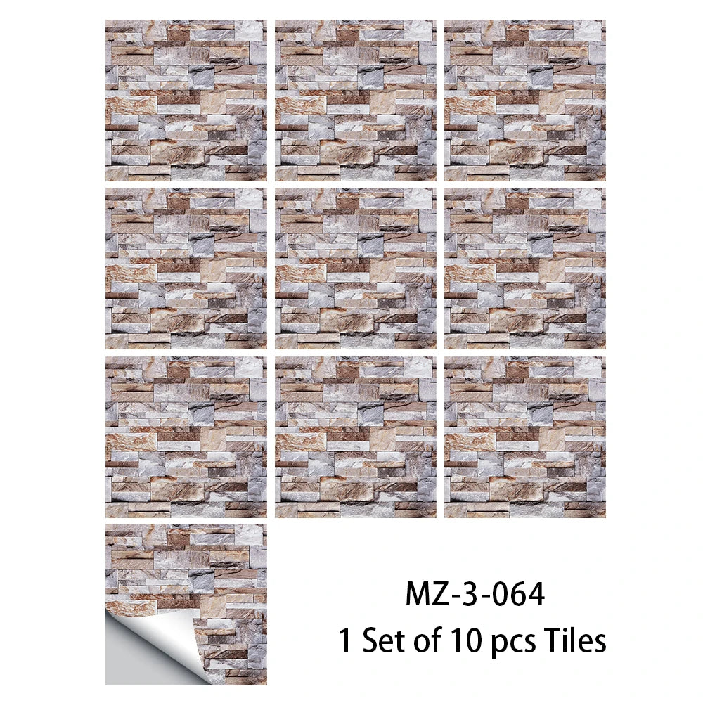 10pcs/set Retro Matte Tiles Sticker Floor Waistline Desktop Decoration Wall Decals Self-adhesive Oil-proof PVC Wallpaper