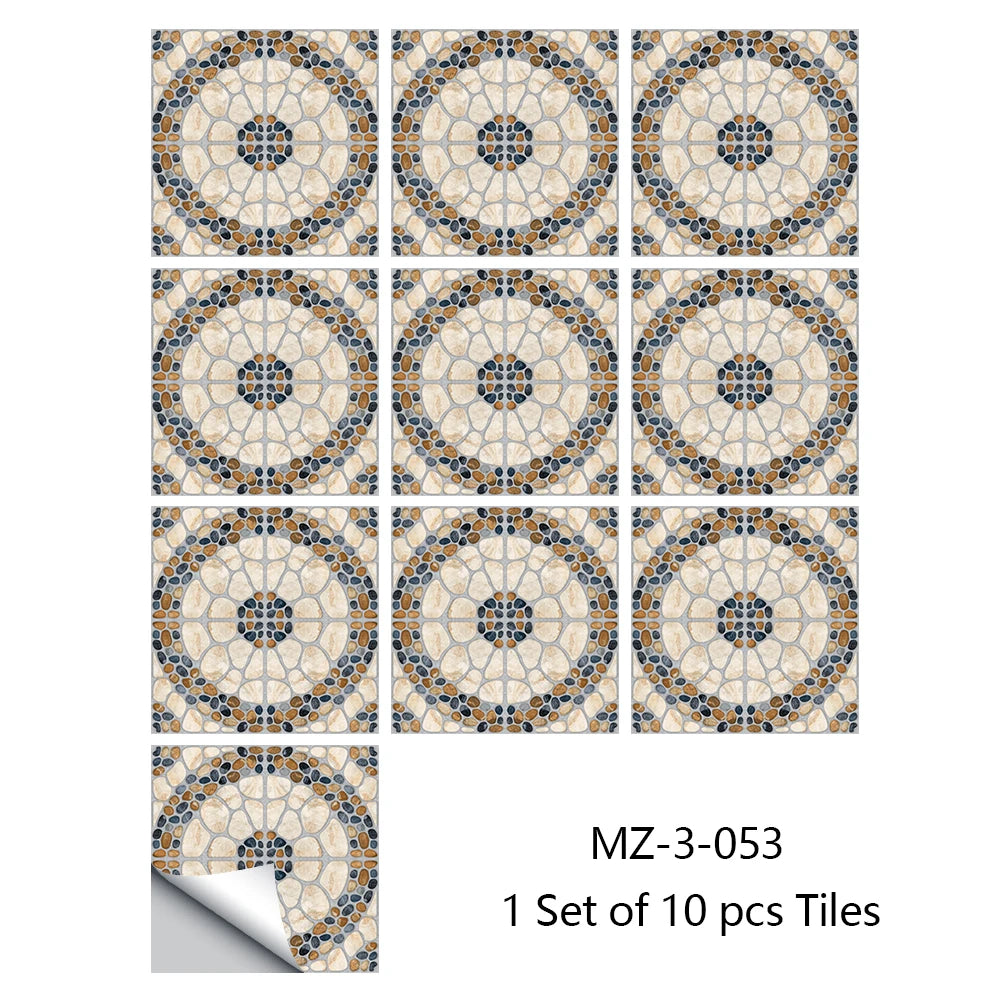 10pcs/set Retro Matte Tiles Sticker Floor Waistline Desktop Decoration Wall Decals Self-adhesive Oil-proof PVC Wallpaper