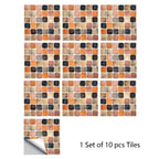 Retro Matte Tile Stickers — 10-Piece Self-Adhesive PVC Wall Decals