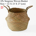 Woven Seagrass Belly Basket — Storage & Planter Basket